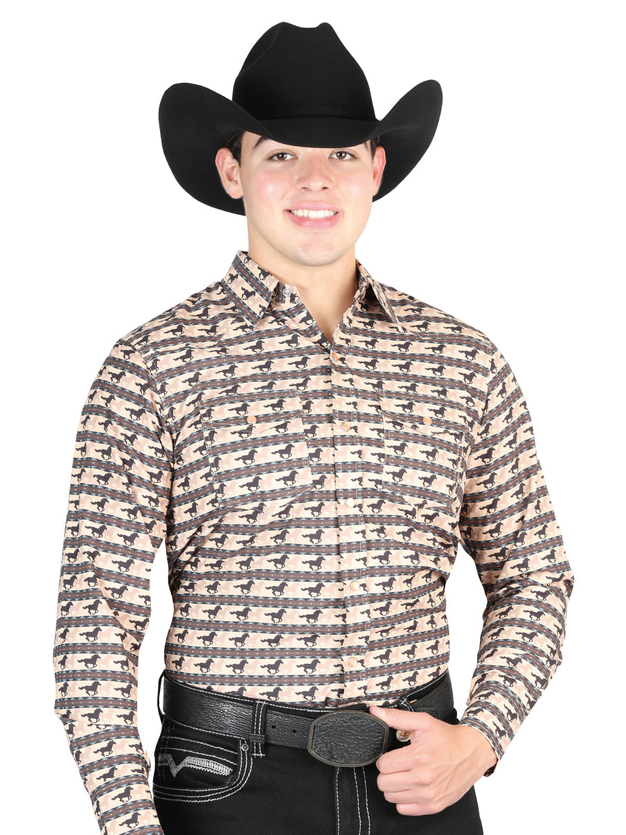 Camisa Vaquera M/ Larga El General 1024-27 65% Poliester 35% Algodon Ladrillo 44329