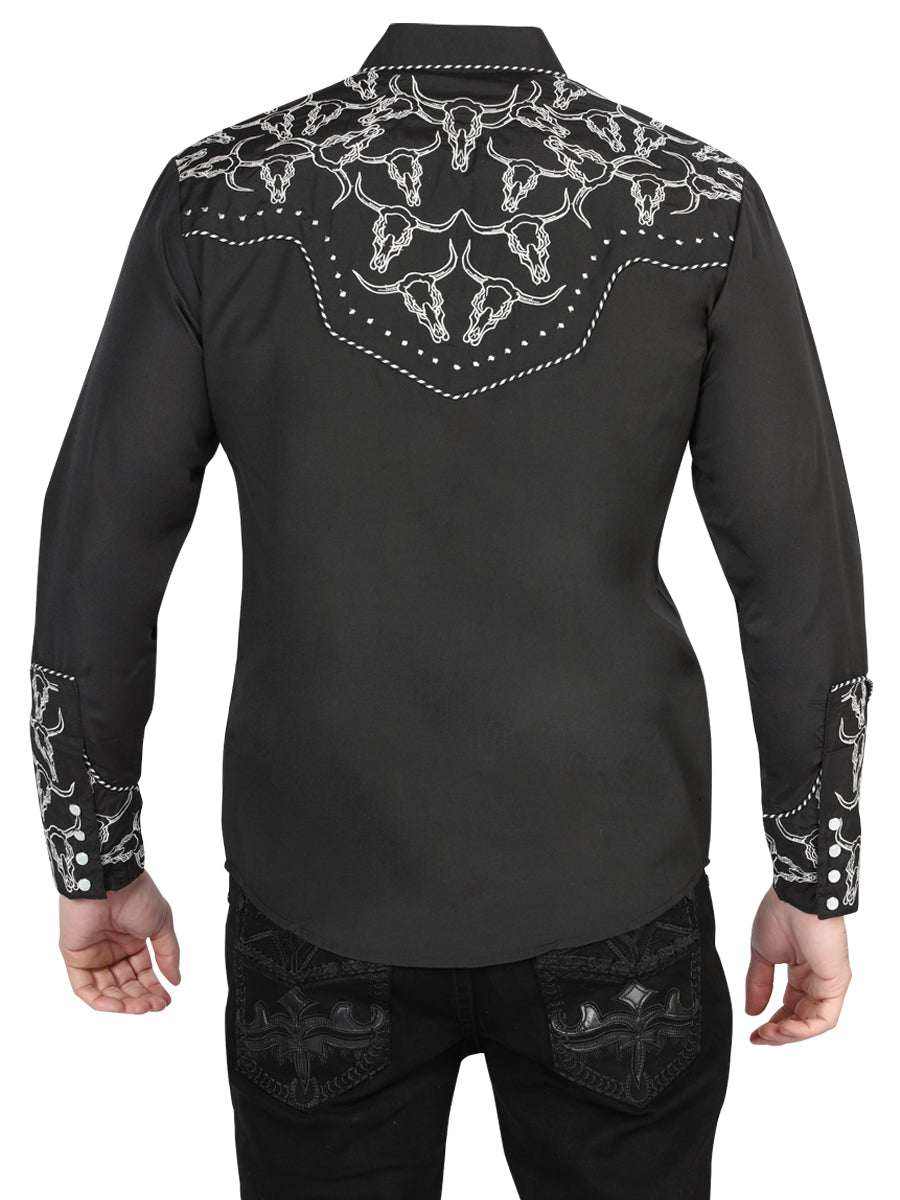 el Señor de los Cielos Bordado Camisa Negro/blanco 44340