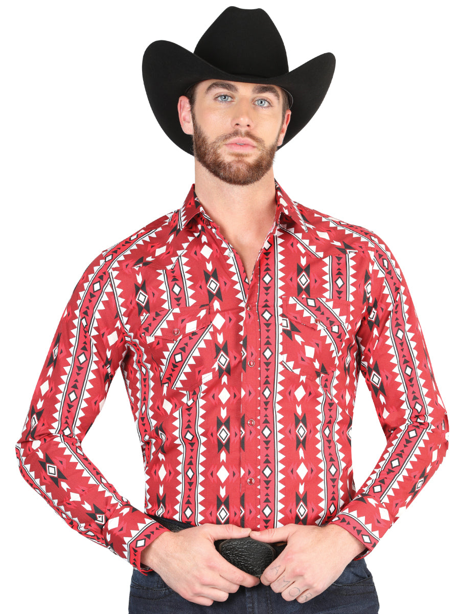CAMISA VAQUERA M/ LARGA EL SENOR DE LOS CIELOS 23-13 97% COTTON 3% LYCRA ROJA 44401
