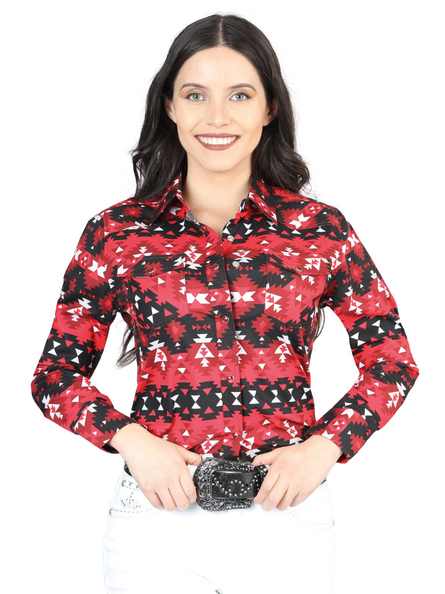 Camisa Vaquera M/ Larga El Senor De Los Cielos 23-08 97% Cotton 3% Lycra Roja 44408