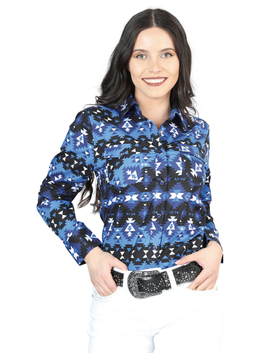 Camisa Vaquera M/ Larga El Senor De Los Cielos 23-10 97% Cotton 3% Lycra Azul 44410