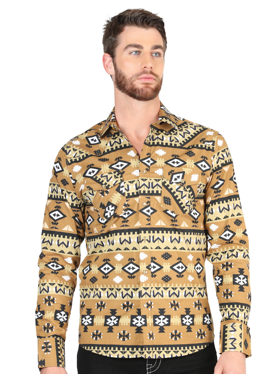 Casual Long - Sleeve Camisa del General Mustard 44417