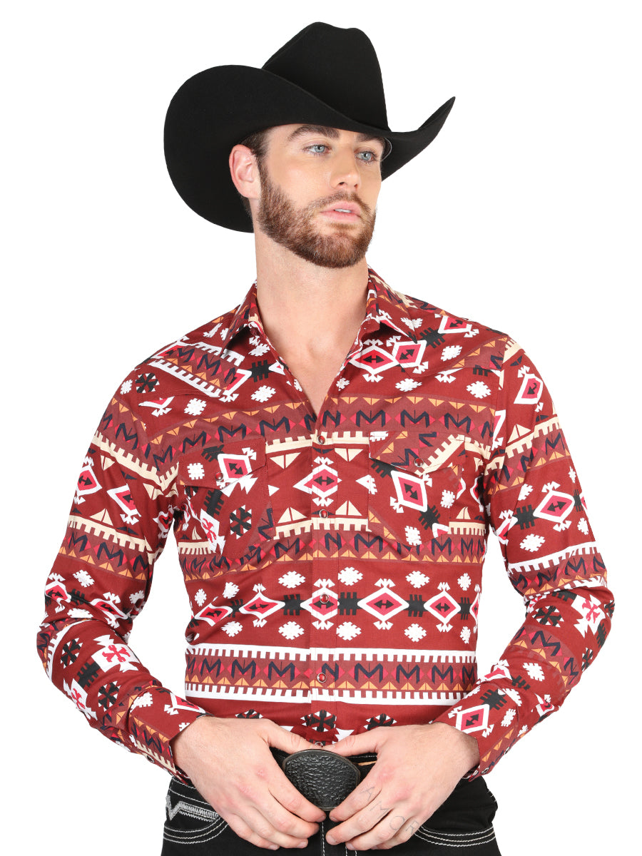 Casual Long - Sleeve Camisa del General - Rojo 44418