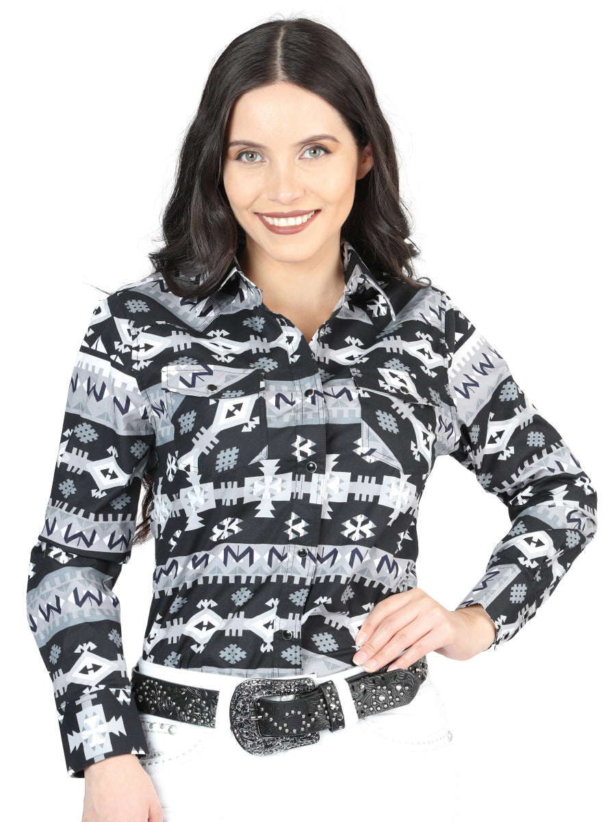 Camisa Vaquera M/ Larga El Senor De Los Cielos 23-06 97% Cotton 3% Lycra Negro 44423