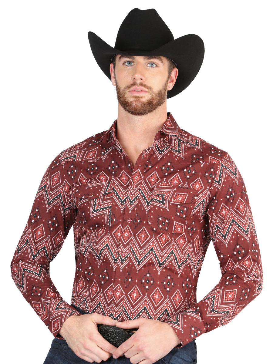 Camisa Vaquera M/ Larga El Senor De Los Cielos 23-23 97% Algodón 3% Lycra Burdeos 44431