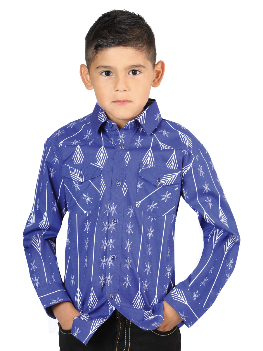 Camisa Vaquera M/ Larga El Senor De Los Cielos 23-26 97% Cotton 3% Lycra Azul 44440