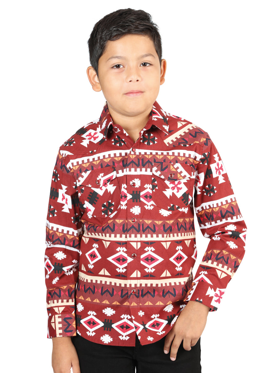 Camisa Vaquera M/ Larga El Senor De Los Cielos 23-05 97% Cotton 3% Lycra Roja 44443