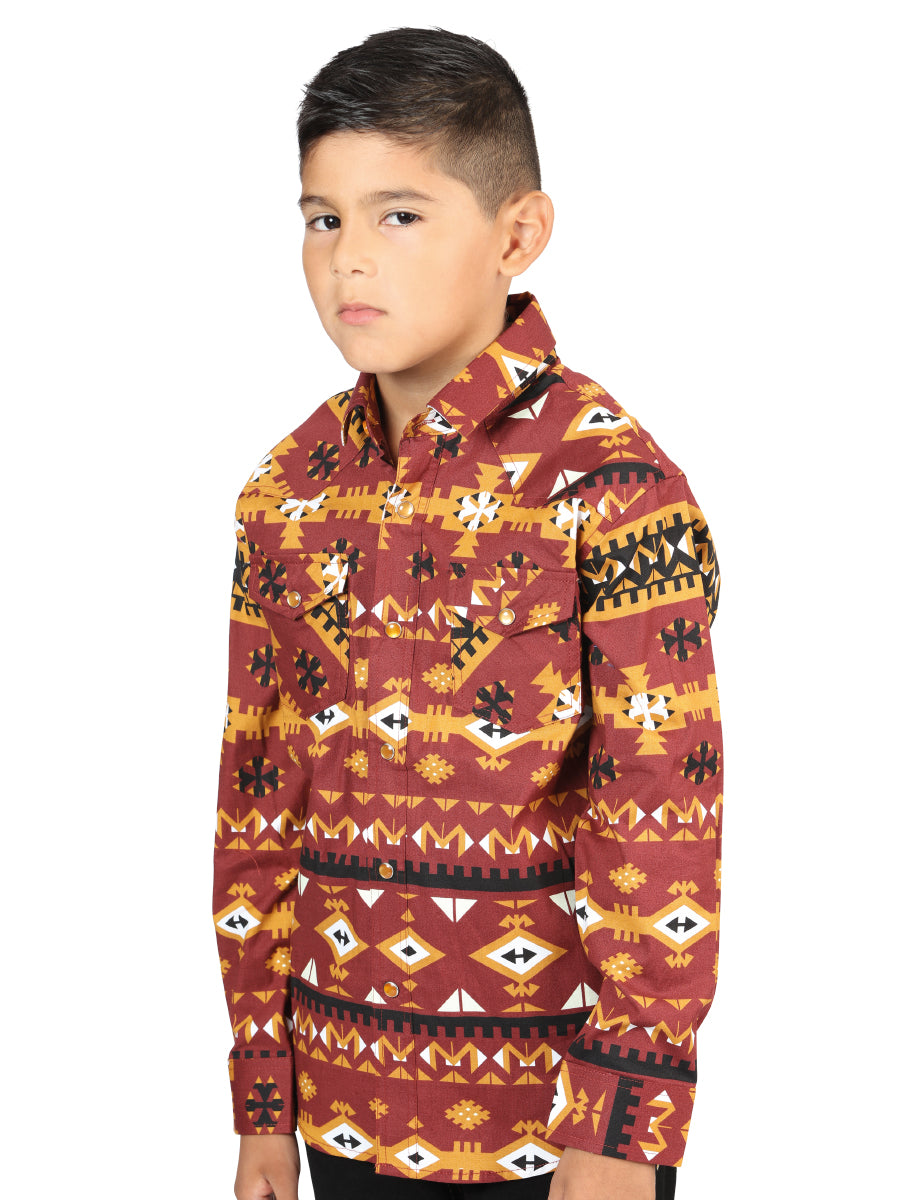 Camisa Vaquera M/ Larga El Senor De Los Cielos 23-07 97% Cotton 3% Lycra Ladrillo 44445