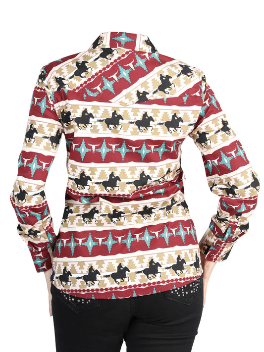 El General Negro/dorado Casual Long - Sleeve Camisa - Burgandy 44480