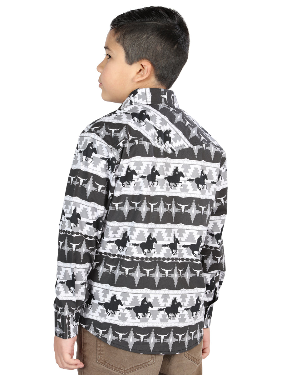 Casual Long - Sleeve Camisa del General Negro 44495
