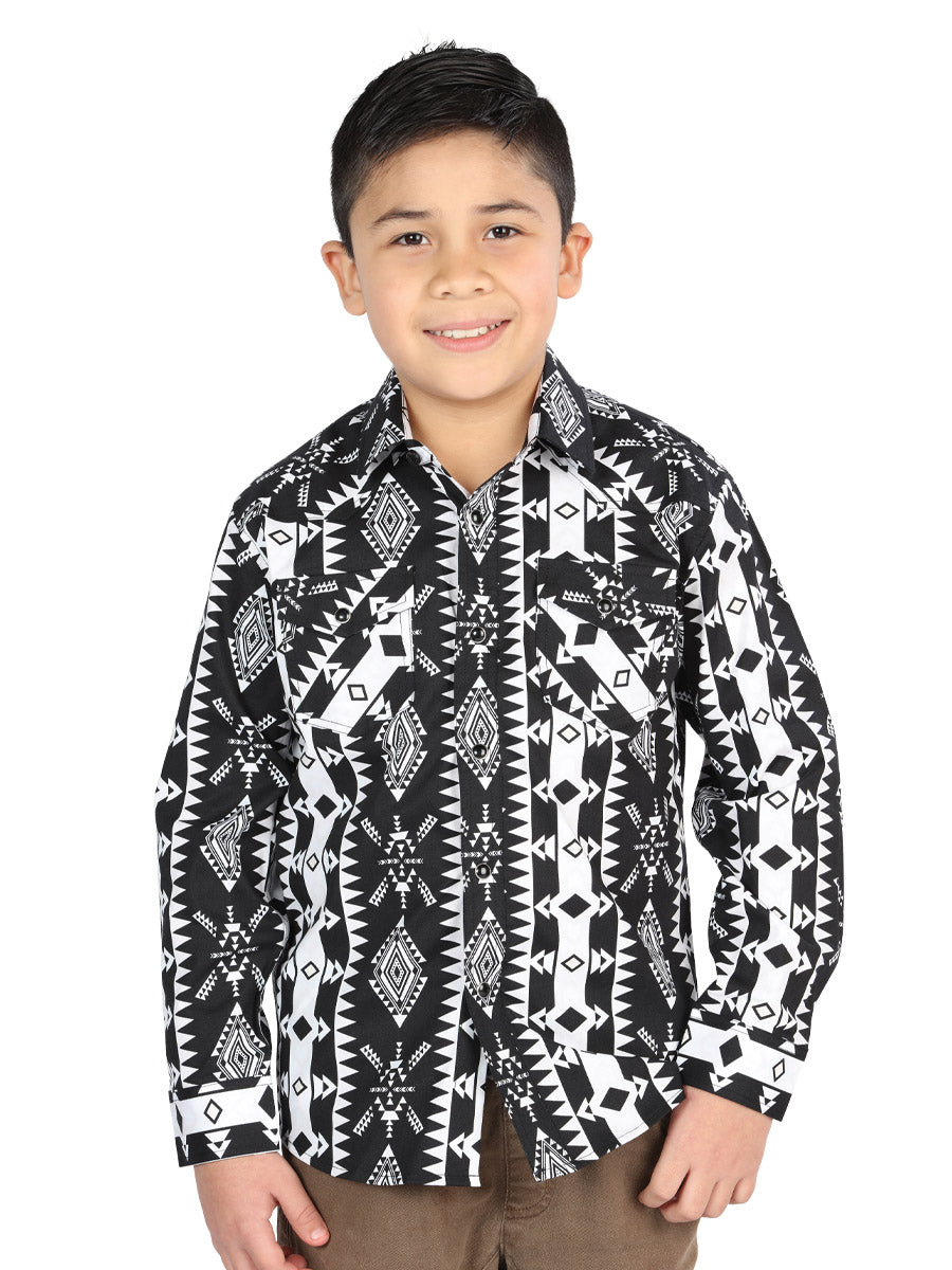 Casual Long - Sleeve Camisa del General Negro 44507