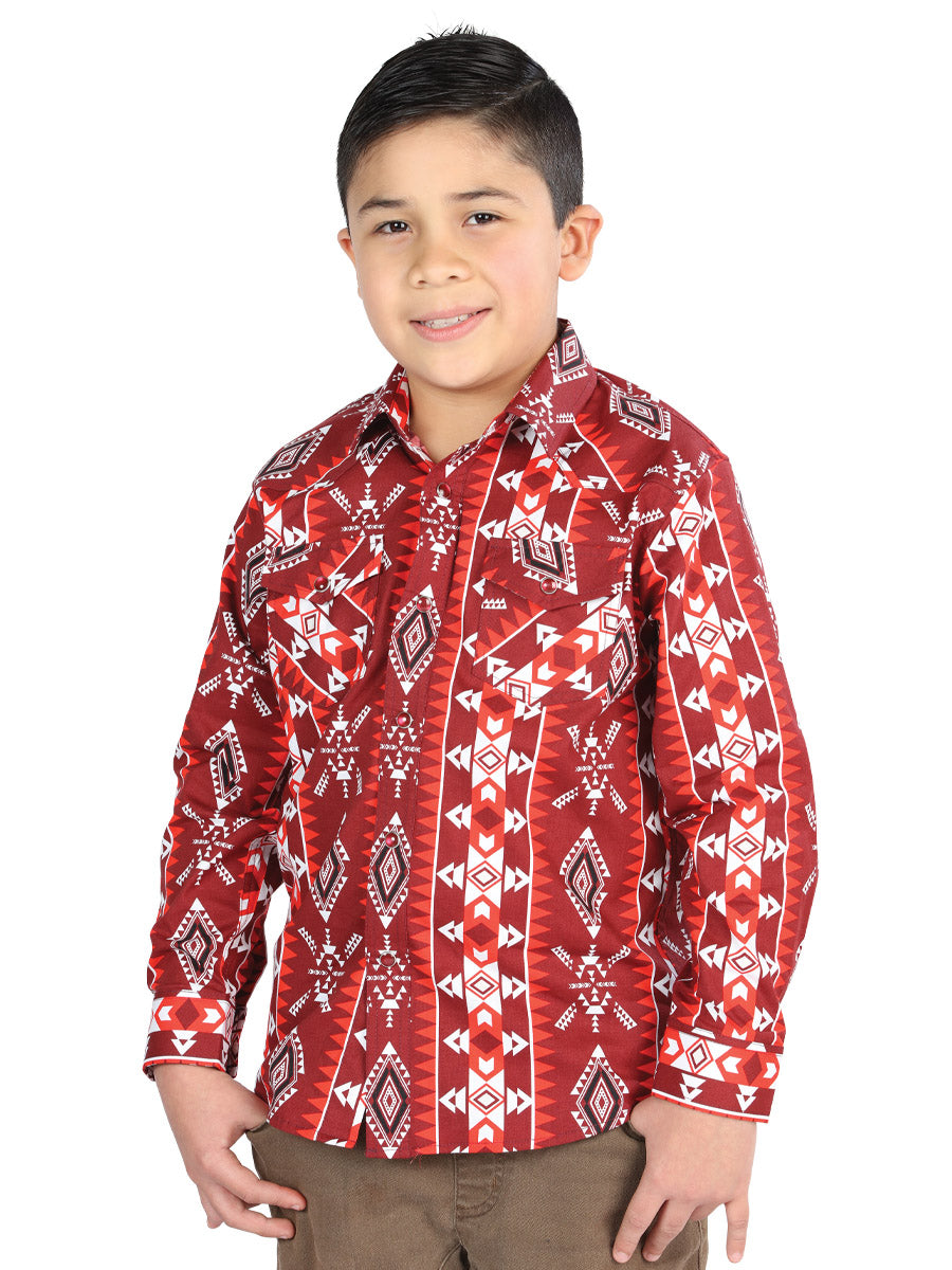 Camisa Vaquera M/ Larga El Senor De Los Cielos 23-72 97% Algodón 3% Lycra Roja 44510
