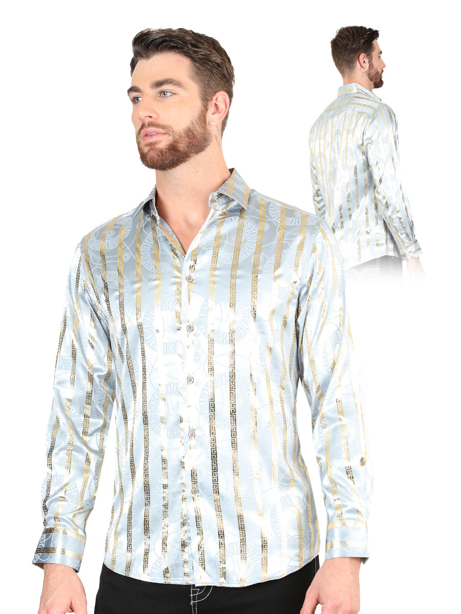el General Gris/dorado Casual Long - Sleeve Camisa 44578