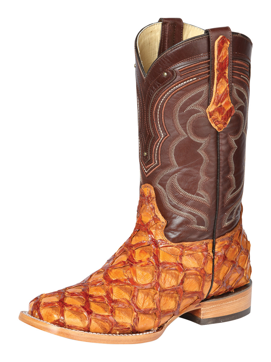 Bota Vaquera Rodeo El General Imitación Pirarucú para Hombre - Miel - Modelo 44606