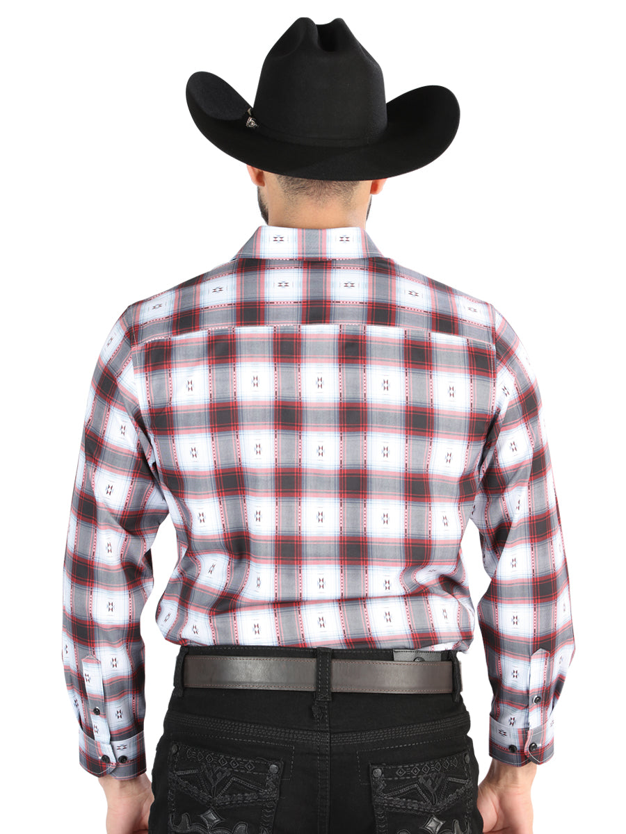 el General - Casual Manga Larga Camisa - Negro/rojo 44701