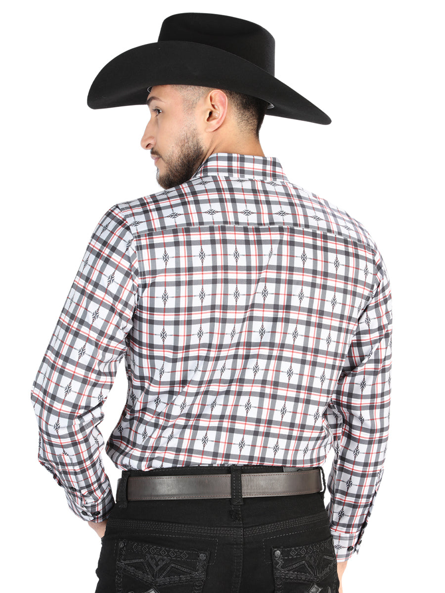 el General - Casual Manga Larga Camisa - Negro/blanco 44703
