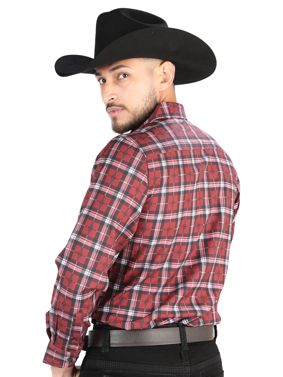 Camisa L/ Manga El Senor De Los Cielos Wh2307-114 97% Algodón 3% Spandex Rojo 44710