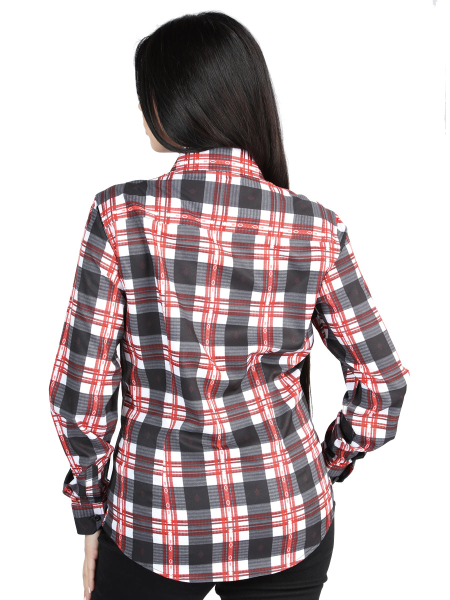 el General - Casual Long - Sleeve Camisa - Blanco/rojo 44724