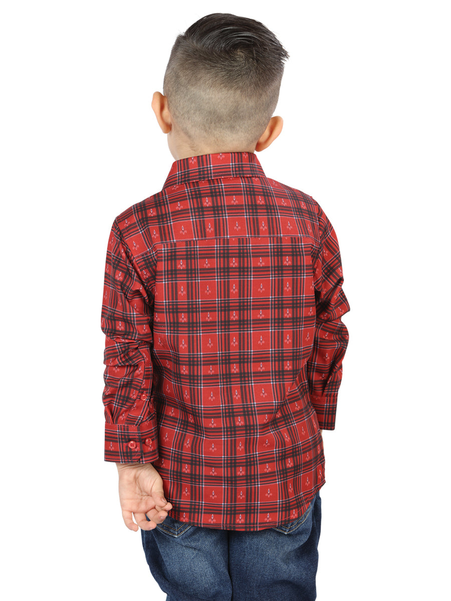 Camisa Manga Larga El Senor De Los Cielos Wh2307-73 97% Algodón 3% Spandex Rojo 44739