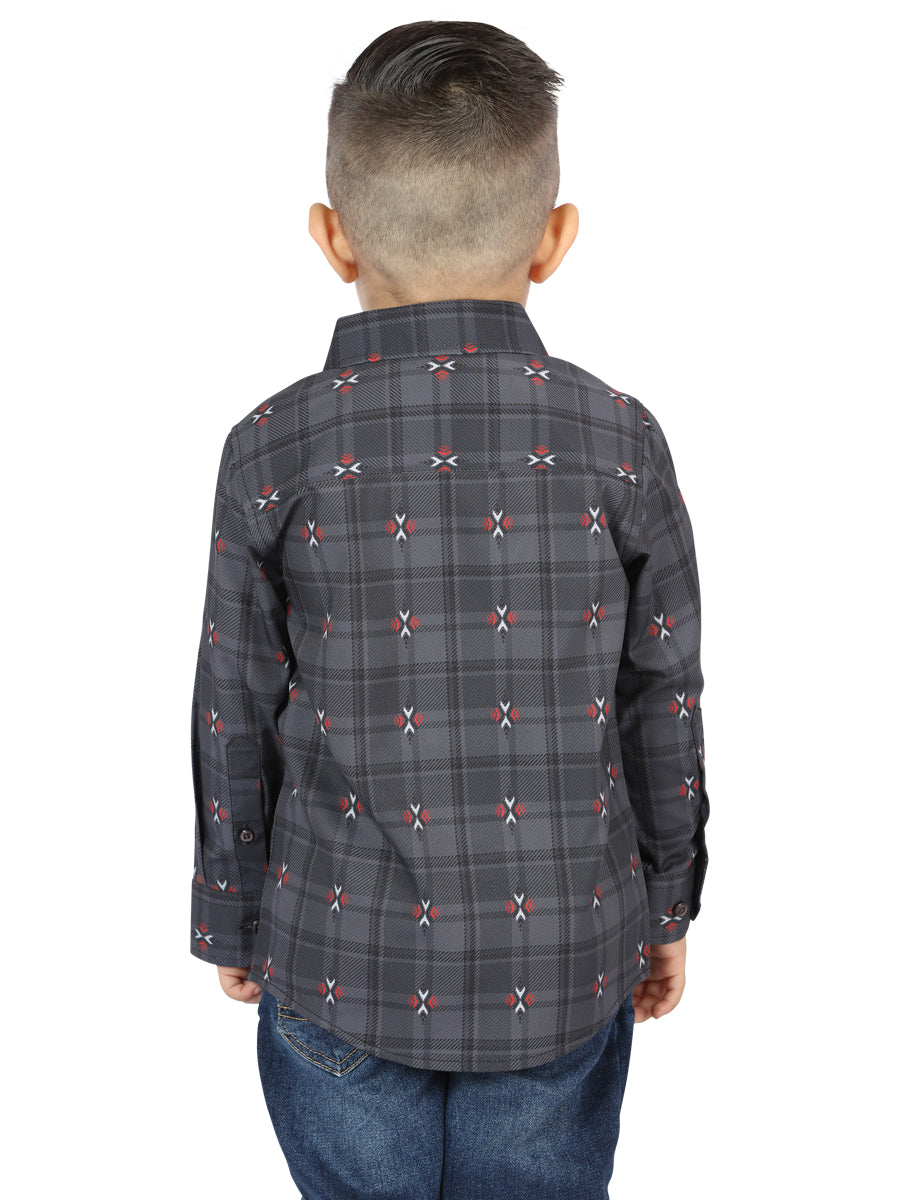 Camisa Manga Larga El Senor De Los Cielos Wh2307-39 97% Algodón 3% Spandex Gris/Marrón 44742