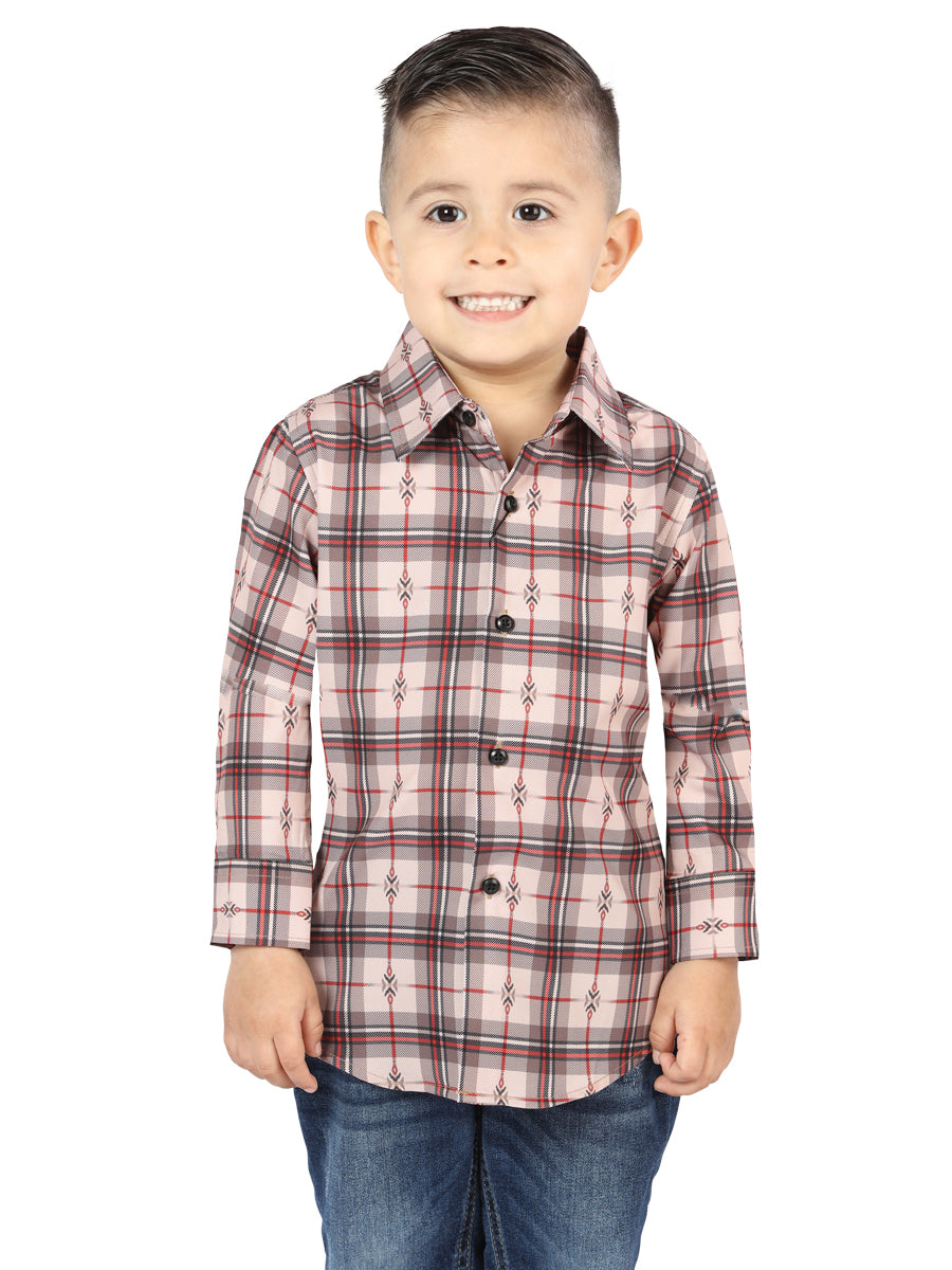 el General Beige/rojo Casual Long - Sleeve Camisa 44745