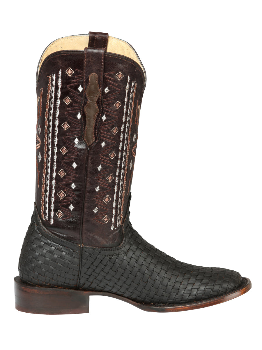Bota Vaquera Caballero El General Piel Vacuna Café - Modelo 44861