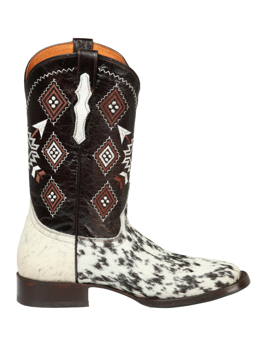 el General Caballero Rodeo Bota - Blanco & Café Loco Cowhide Piel 44862