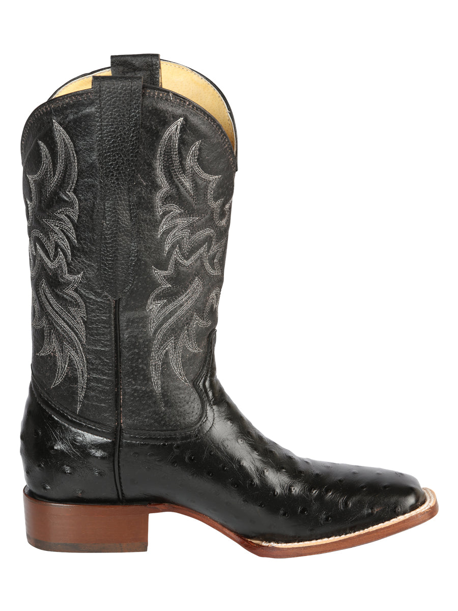 el General Rodeo - Printed Ostric Piel Botas - Negro 44935