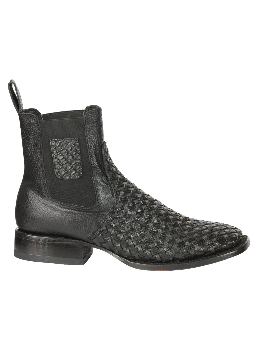 el General Caballero Rodeo Negro Petatillo Woven Tobillo Botas 45181