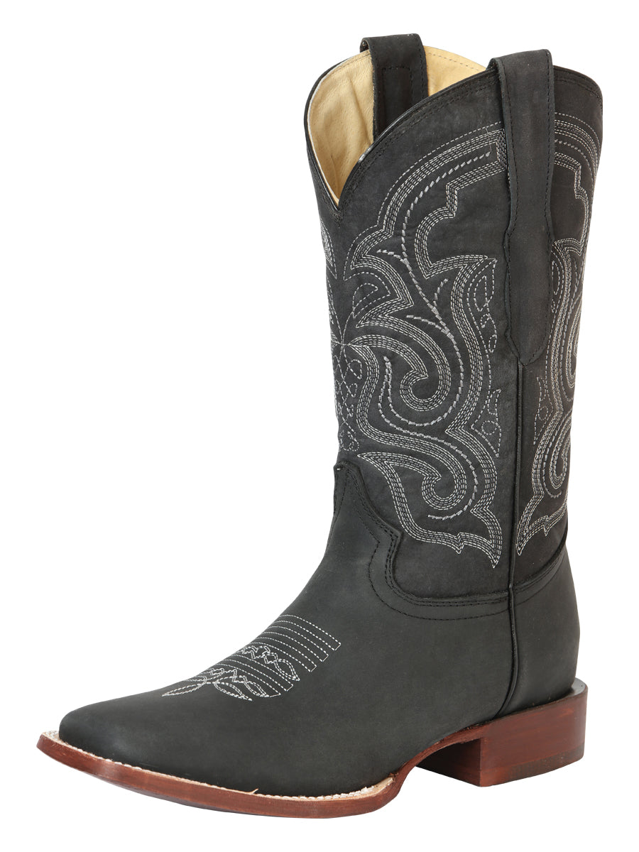 Bota Vaquera Caballero El General Piel Vacuna Negro - Modelo 45207