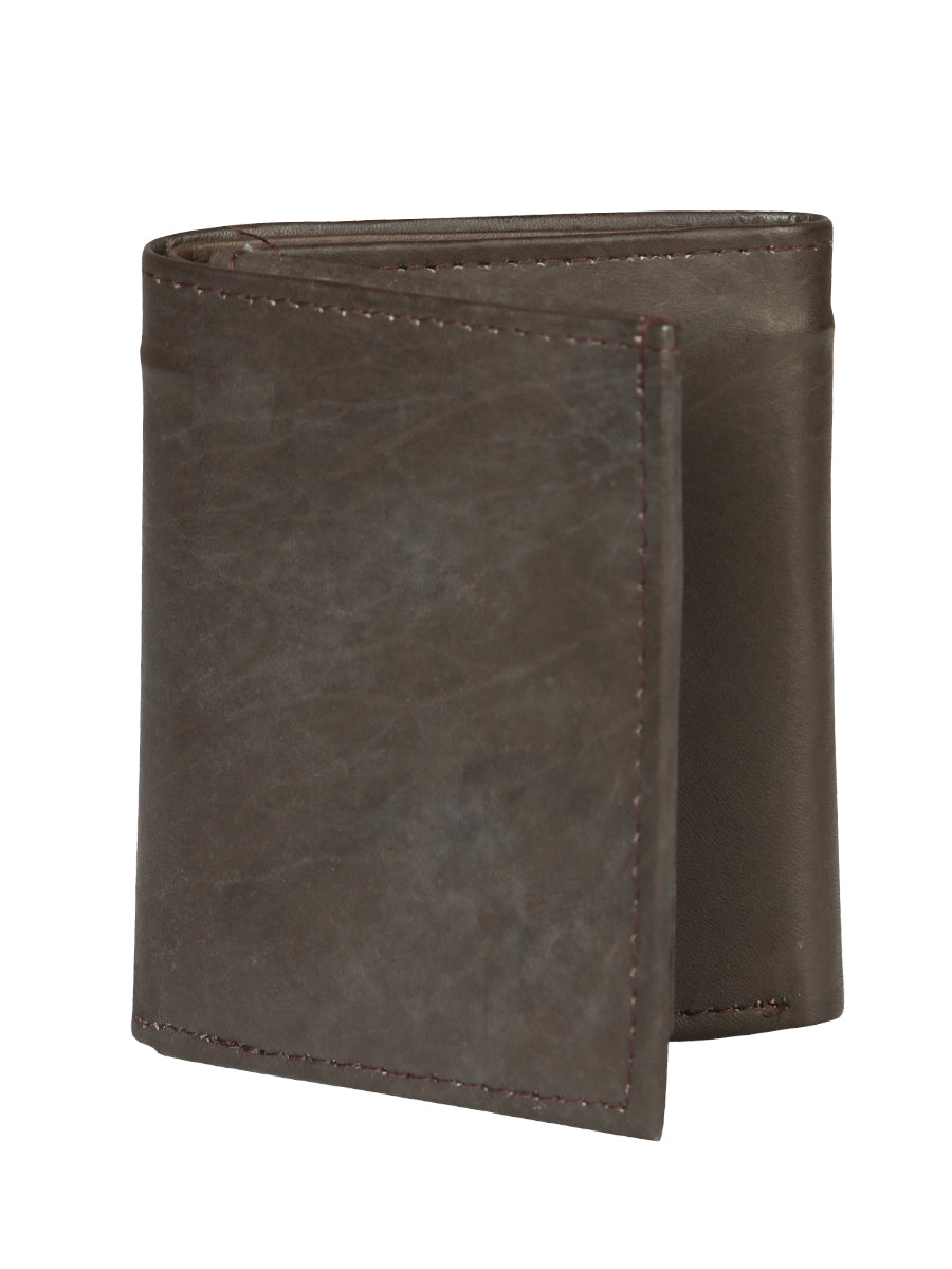 Cartera Borrego El General Tri-fold Piel Lisa Cafe Obscuro 45262