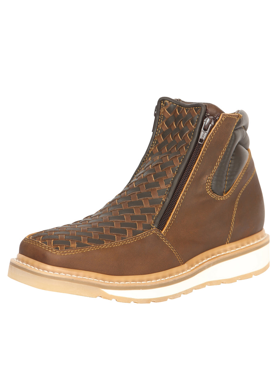 El General Caballero Tobillo Botas Con Zipper Petatillo Fabric - Beige/moka 45360