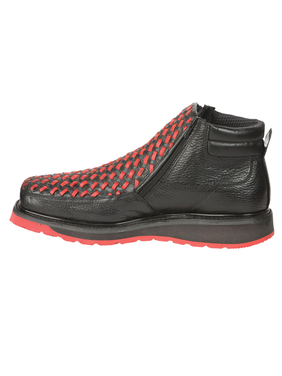 Botin C/ Cierre El General M-t-ro1-03-na Piel Petatillo Negro/rojo 45402
