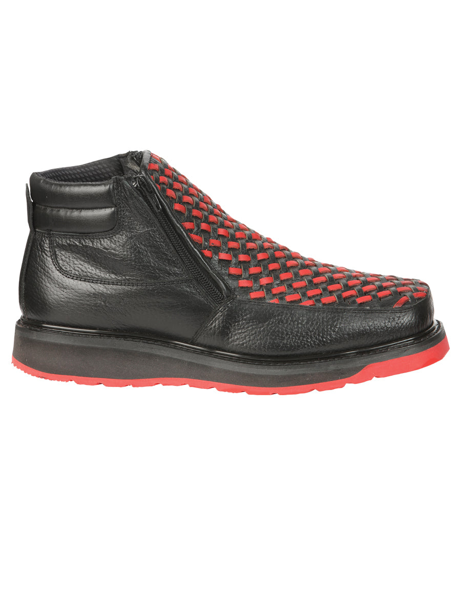 Botin C/ Cierre El General M-t-ro1-03-na Piel Petatillo Negro/rojo 45402