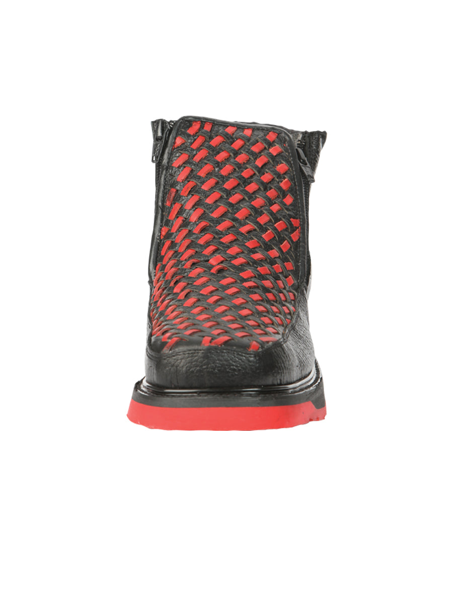 Botin C/ Cierre El General M-t-ro1-03-na Piel Petatillo Negro/rojo 45402