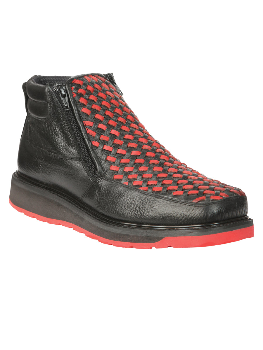 Botin C/ Cierre El General M-t-ro1-03-na Piel Petatillo Negro/rojo 45402