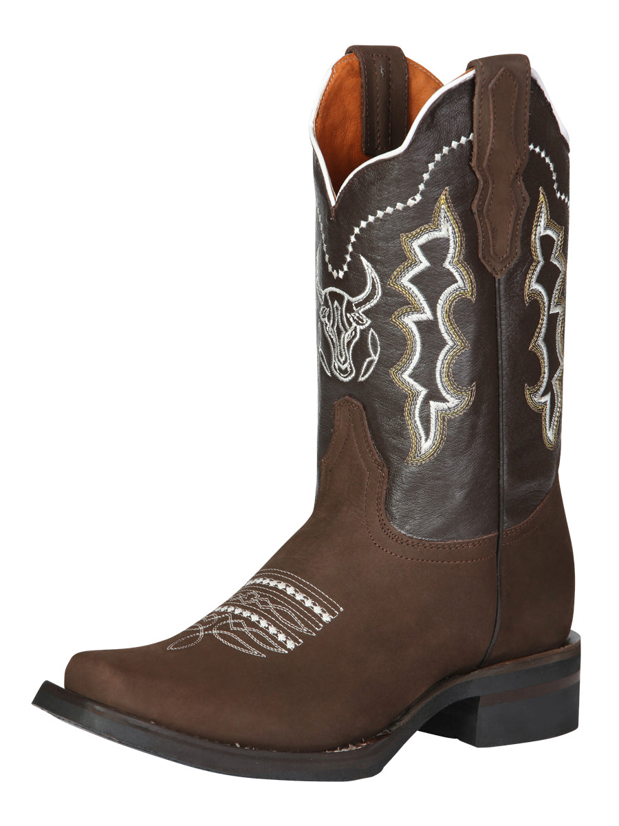 Bota Vaquera Rodeo El General Piel Nobuk para Hombre - Modelo 51113