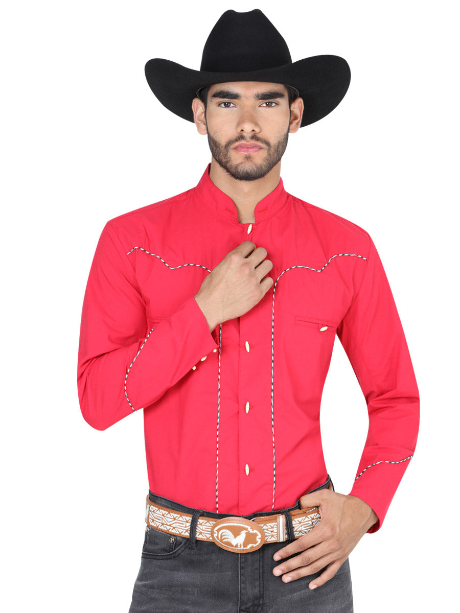 Camisa Charra El Senor De Los Cielos Sc18-11 65% Polyester 35% Algodon Rojo 123921