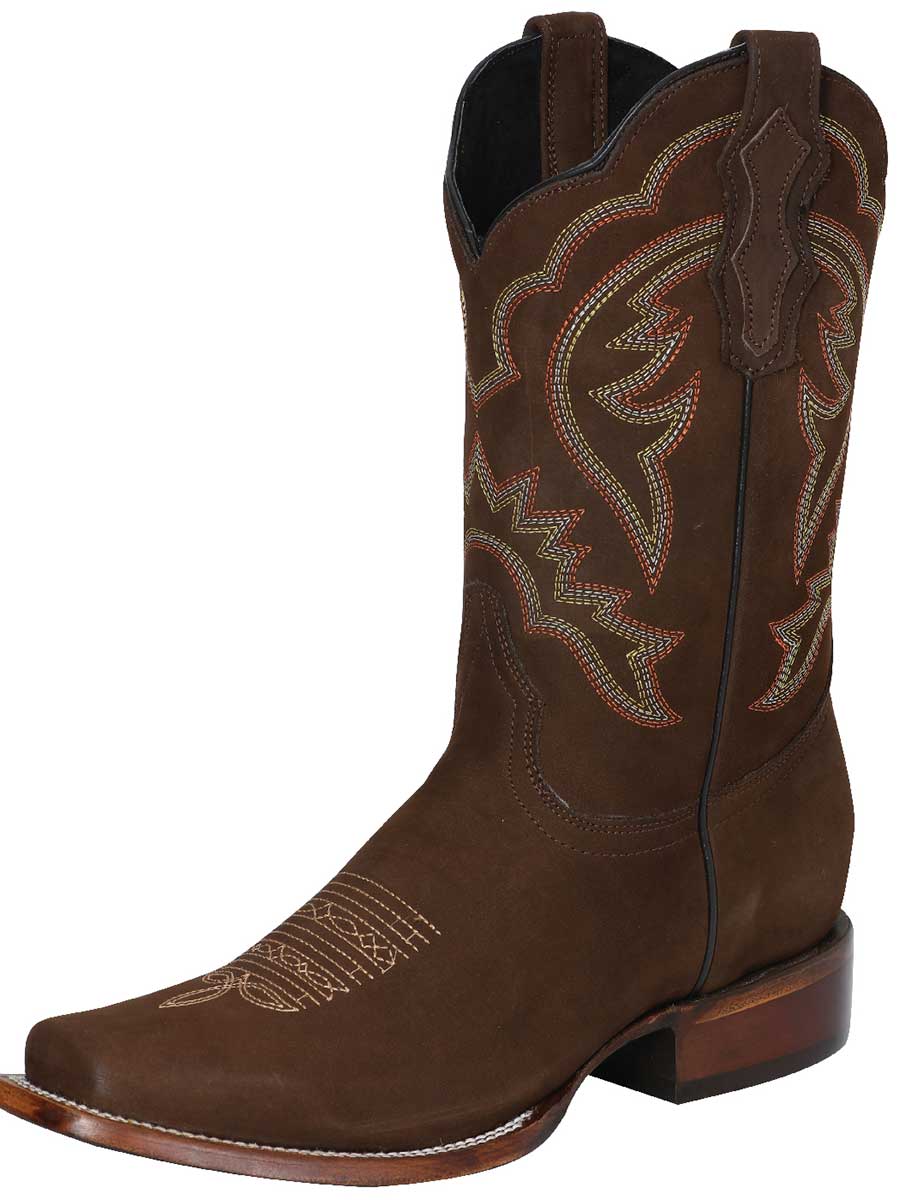 Bota Vaquera Rodeo El Señor de los Cielos Piel Nobuk para Hombre - Canela - Modelo 124065