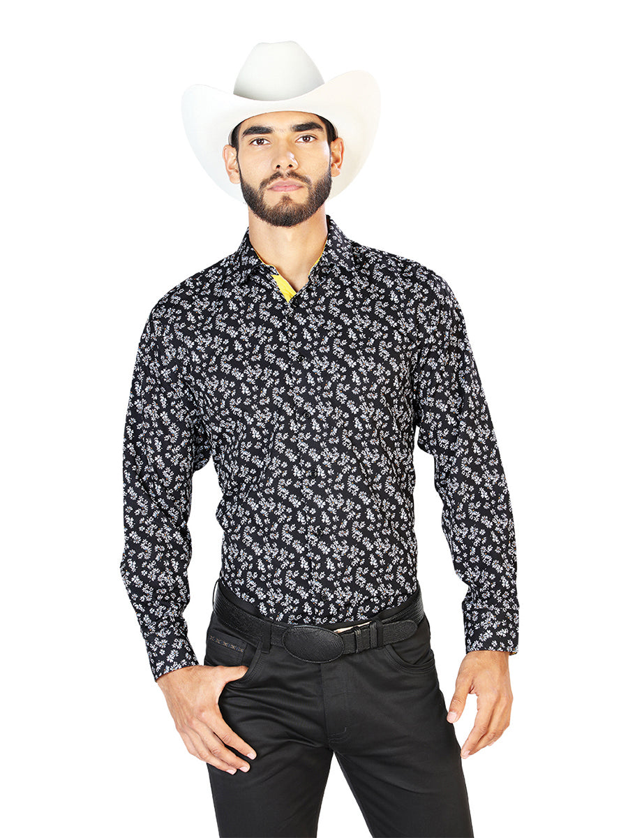 Negro Casual Manga Larga Camisa 126264