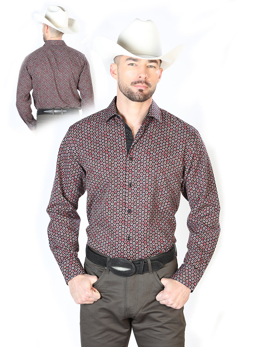 Camisa Casual Manga Larga Centenario 7001 95% Poliéster 5% Elastano Negro/Rojo 126270