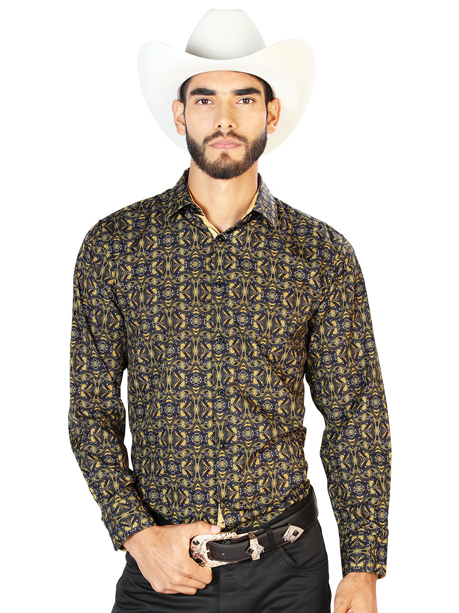 Camisa Casual Manga Larga Centenario 7001 95% Poliéster 5% Elastano Negro/Oro 126273