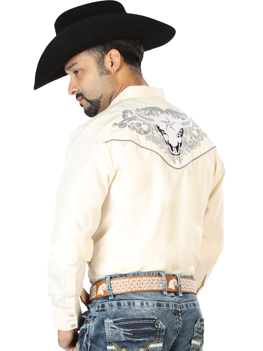 Camisa Vaquera Manga Larga El Señor De Los Cielos No.4 65% Poliéster 35% Algodón Beige 126679