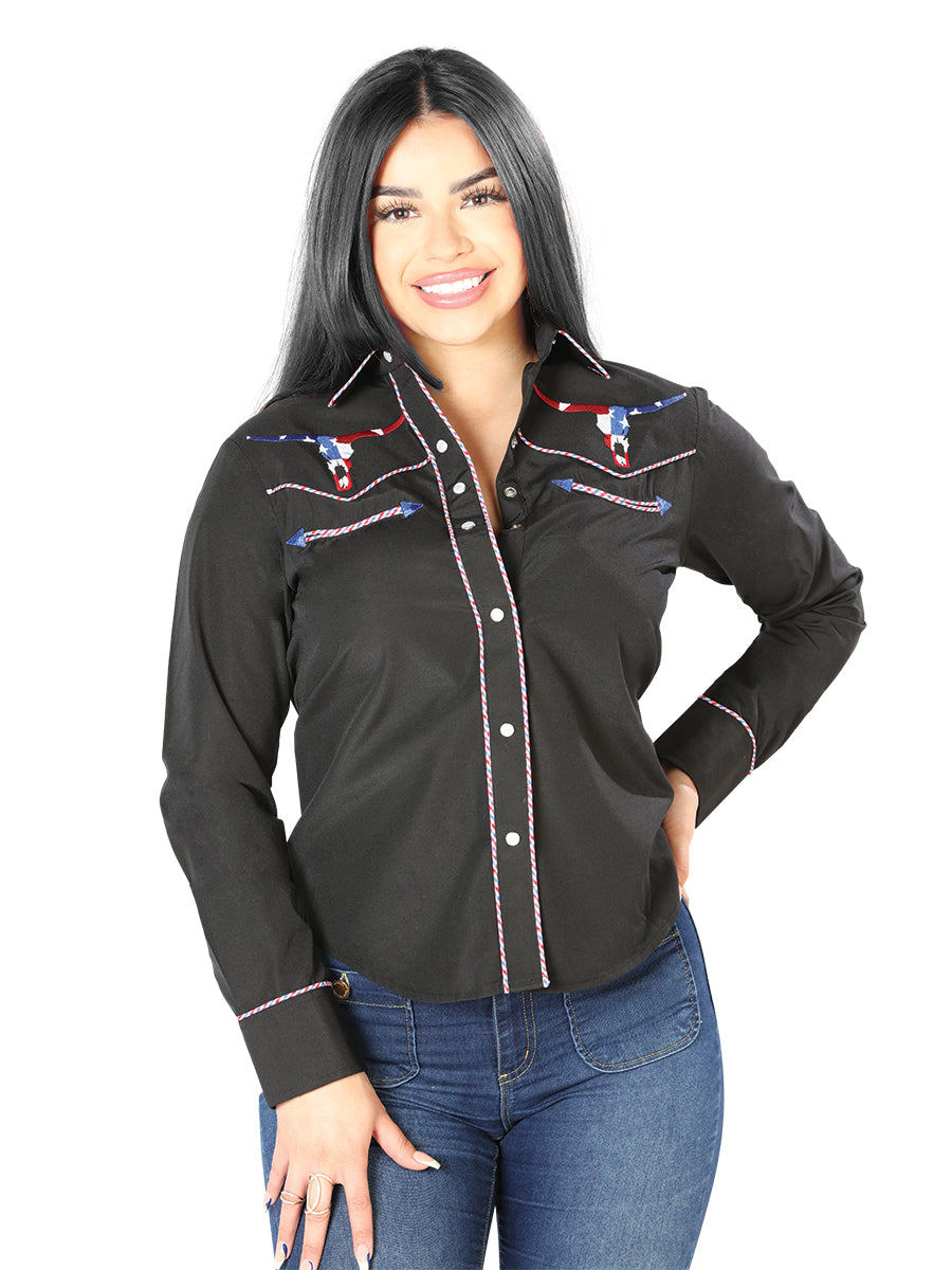 Cowboy Camisa Women El Señor De Los Cielos No.5 65% Poliéster 35%cotton Negro 126680