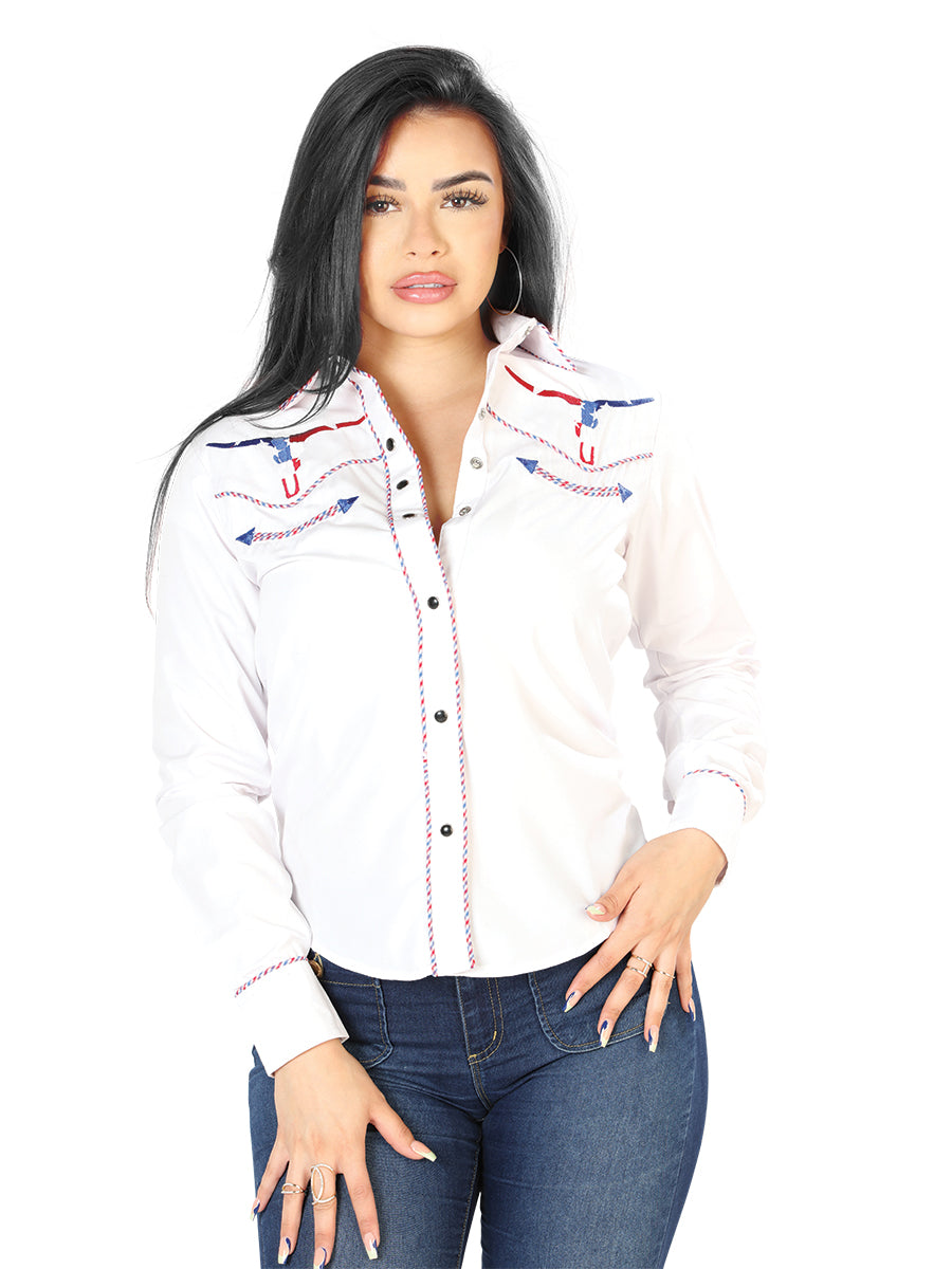Dama Blanco Bordado Vaquero - Style Blusa 126681
