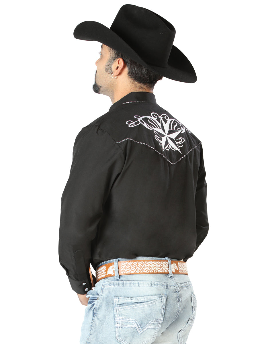 el General Bordado Vaquero Camisa Negro/blanco 126682