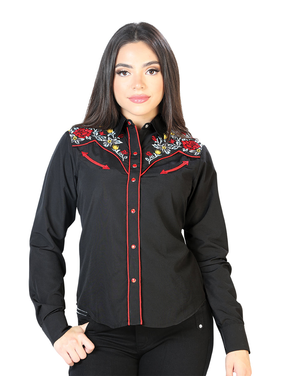 Cowboy Camisa Women El Señor De Los Cielos No.8 65% Poliéster 35%cotton Negro 126685