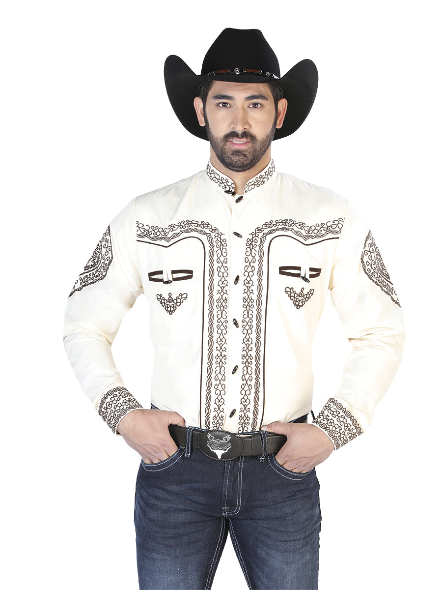 Charra Camisa L/ Manga El Señor De Los Cielos No.9 65% Poliéster 35%cotton Beige 126690