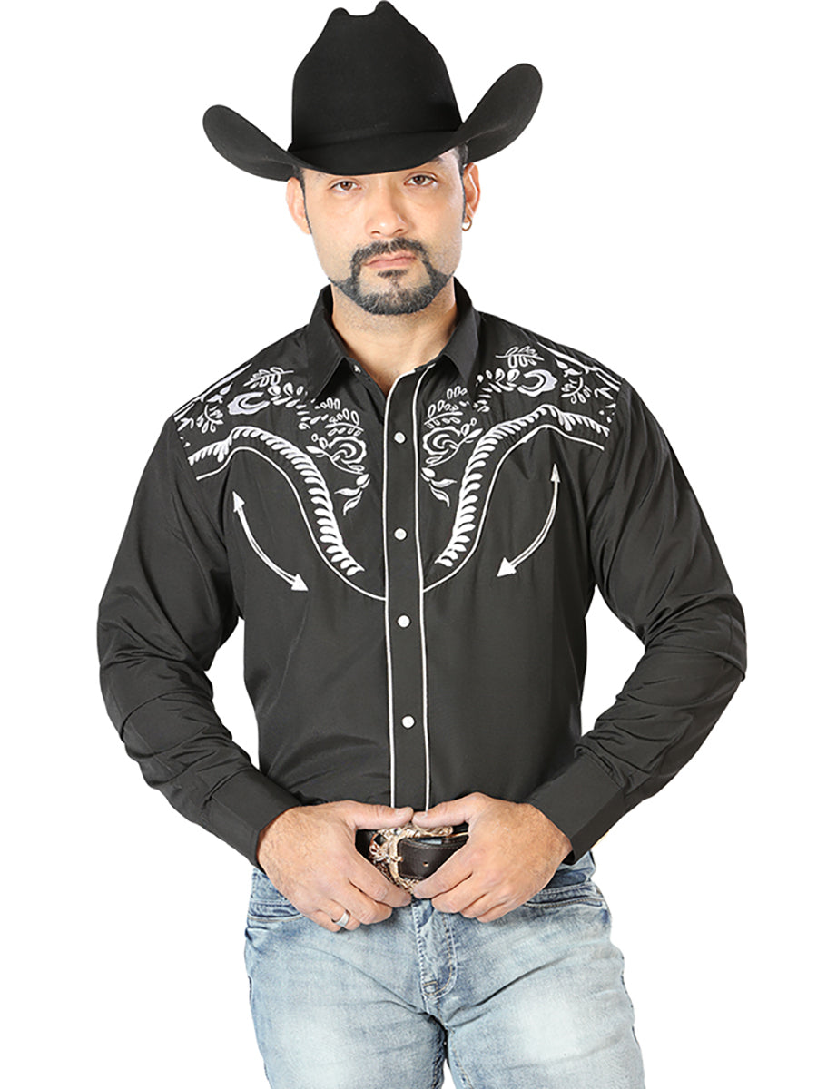 Camisa Vaquera L/ Manga El Señor De Los Cielos No.10 65% Poliéster 35% Algodón Negro 126691