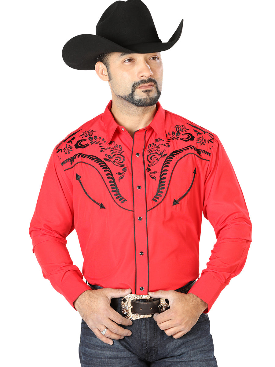 Camisa Vaquera L/ Manga El Señor De Los Cielos No.10 65% Poliéster 35% Algodón Rojo 126693